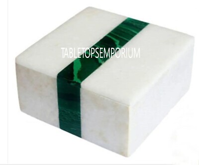 Marmor Malachit Intarsien Box, Edelstein Box, Mehrzweck Box, handgefertigte H...