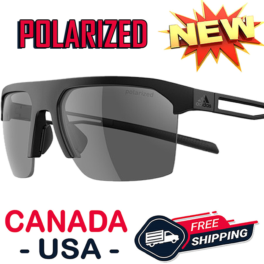 Adidas AD49 9100 Strivr Matte Black Sunglasses with Polarized Grey Lenses