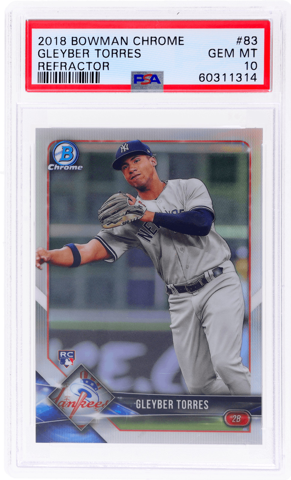 2018 Bowman Chrome Gleyber Torres Refractor #83 /499 PSA 10 Rookie RC