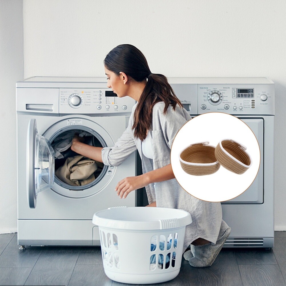 2 Pcs Cube Wicker Cotton Woven Basket Storage Baskets Kitchen
