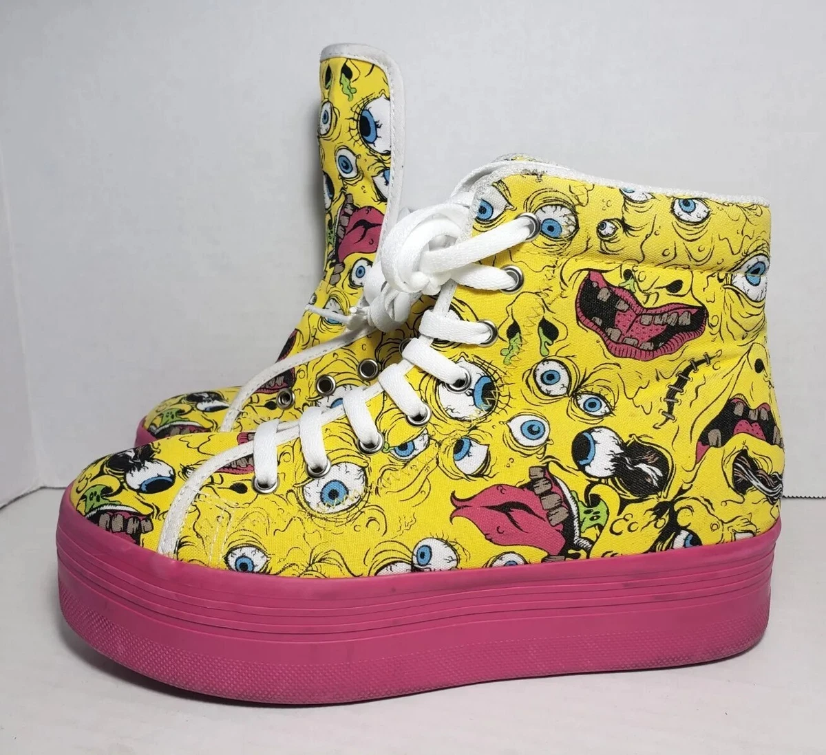 Robust jord komplet JC Play Jeffrey Campbell Homg Crazy Eyes Platform Sneakers Yellow Pink Size  10 | eBay