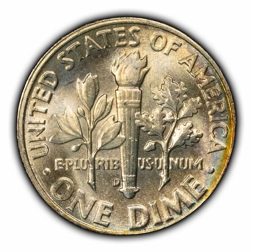 1959-D 10c Roosevelt Silver Dime - UNC - Luster - Subtle Rainbow Toning - Y4599