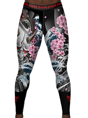Raven Fightwear Men's Irezumi 3.0 Spats Tights BJJ MMA Black 