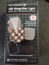 SecureBrite Compact 3X Magnifiers with LED Light and Protective Pouch 2 Pack