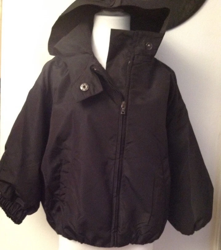 PRADA Giacca Impermeabile Nera 3 4 Maniche Cappuccio Taglia IT 38 US 2 4
