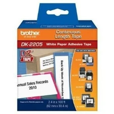 Brother DK2205 2 3/7" Continuous Length White Paper Label Tape for QL-500/QL-550