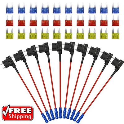 10 Pack 12V Car Add-A-Circuit Fuse Tap Adapter Piggy Back Mini APM ATM Blade new