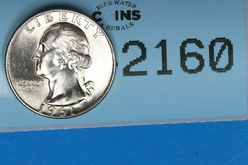 1961-D BU 25C WASHINGTON SILVER QUARTER DOLLAR EARLY US TYPE COIN RAW-2160