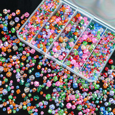 1550PCS Bicone Crystal Glass Beads Set for Jewelry Making, 3Mm 4Mm 6Mm 8Mm Spark