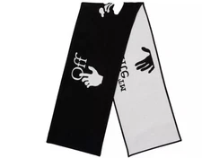 Off-White logo-print Knitted Wool Blend Scarf Black/White Italian Luxury Brand
