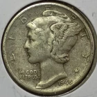 1945-P MERCURY 90% SILVER DIME (Extra Fine Details)
