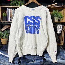 Vintage 90s Champion Reverse Weave Crewneck Mens XL Grey Blue Sweatshirt