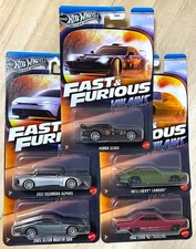 Hot Wheels Fast & Furious 1/64 Assorted Car Set - New, 5 Models, US/UK/JP Cars