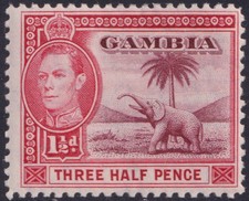 Gambia | 1938-1946 | SG 152a | 1 1/2d Brown-lake and bright carmine | Good MLH
