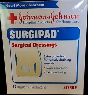 2X12 JOHNSON & JOHNSON SURGIPAD SURGICAL DRESSINGS STERILE 5X9'' FREE SHIPPING US