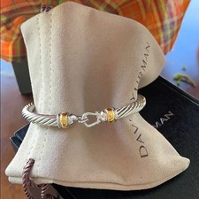 David Yurman Cable Buckle Bracelet 925 Sterling Silver 18K Gold Signed