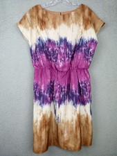 Luxology Womens Size Small Brown Boho Flowy Tie Dye Dress