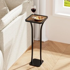 Small Square Side Table, Drink Table, Solid Wood & Metal Accent Table for Sma...