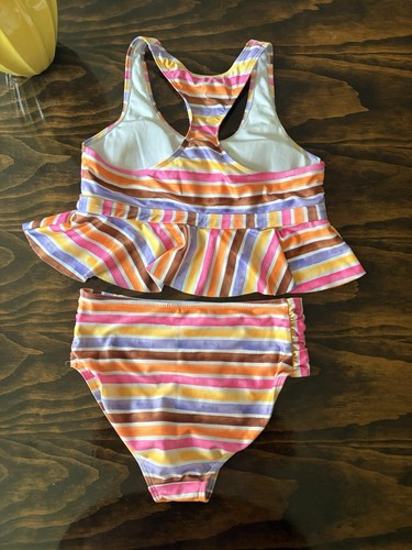 Wonder Nation Stripes bright colors Tankini Bikini Set swimsuit size xl 14/16 - Picture 4 of 6