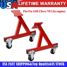 Rolling Engine Storage Stand with Casters Fits For GM Chevy V8 LSx Engines Red