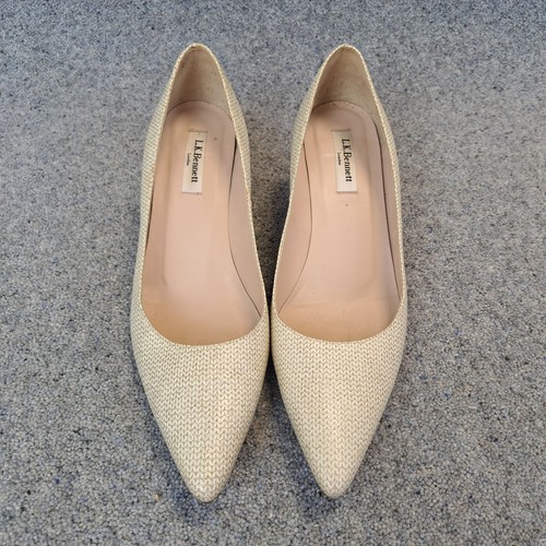 LK Bennett Court Shoes Cream Gold 41 UK 8 Leather 2" Stiletto Heel - Picture 4 of 11