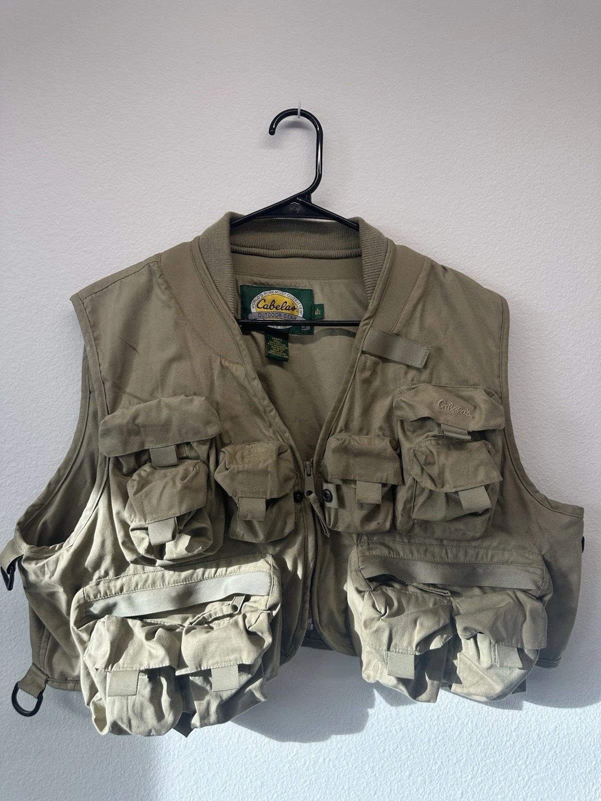 Cabela’s Outdoor Gear Multi-Pocket Field Fishing Vest Tan Size L REG – Cotton