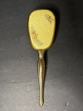 Vintage Vanity BRASS HANDLE Hair Brush Floral Design Excellent Condition. 1