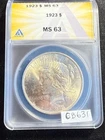 GORGEOUS Bright 1923 $1 Silver Peace Dollar MS 63 MS63 ANACS ESTATE Coin cb631