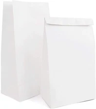 Paper Lunch Bags, Kslong 50pcs White 7x4.3x12.5 Inch (Pack of 50), 