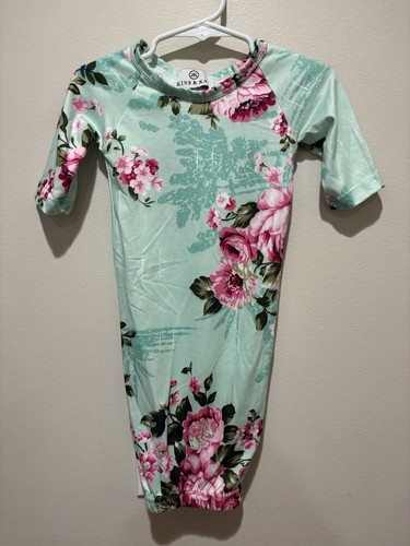 KINS & KAY Baby Kleid geblümt mintgrün rosa 0-3 Monate butterweich Stretch - Bild 1 von 10