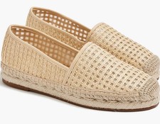 J.CREW Natural Grid Raffia Espadrille Slip-On Flats