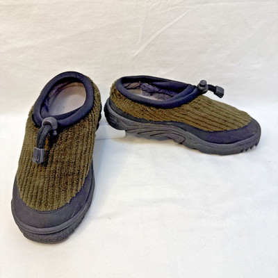 Vtg olive Green Fleece Jibs Clog Slip On Mule Chunky Sneakers US sz 5.5-6 eu 36