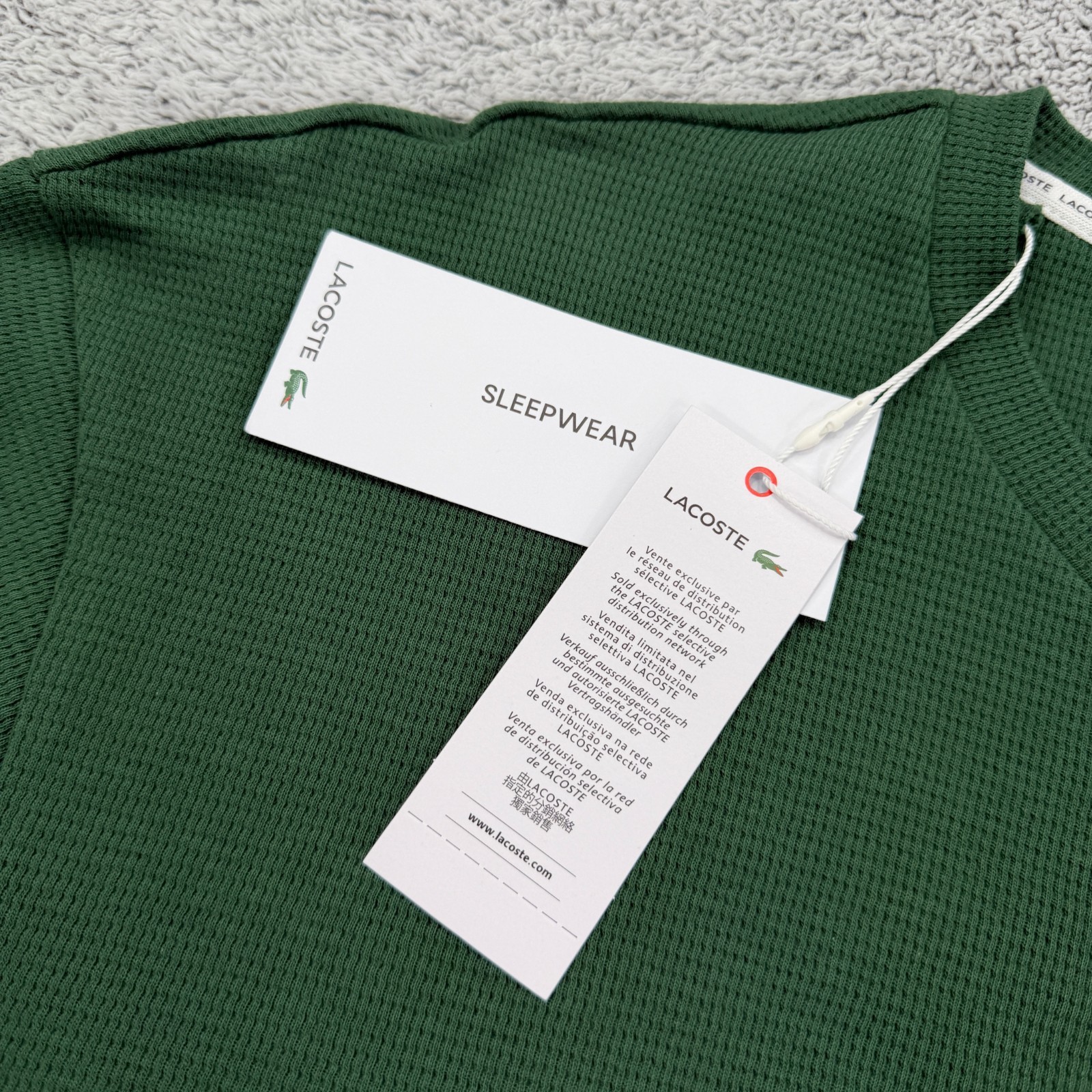 Lacoste Shirt Mens XXL Green Waffle Knit Crocodile Logo Short Sleeve Sleepwear thumbnail 6