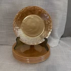 VTG Anchor Hocking Fire King PEACH LUSTRE 9" Luster Plates Laurel Leaf SET of 6