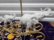 Amazing 2 Vintage Royal Dux, Made In Czechoslovakia. Porcelain Elephant 