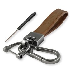 Leather Keychain for Car Keys with Anti-Lost D-Ring, Carbon Fiber Key Ring