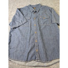 Route 66 Mens XL Blue Cotton Short Sleeve Button Down Chambray Work Shirt 2805