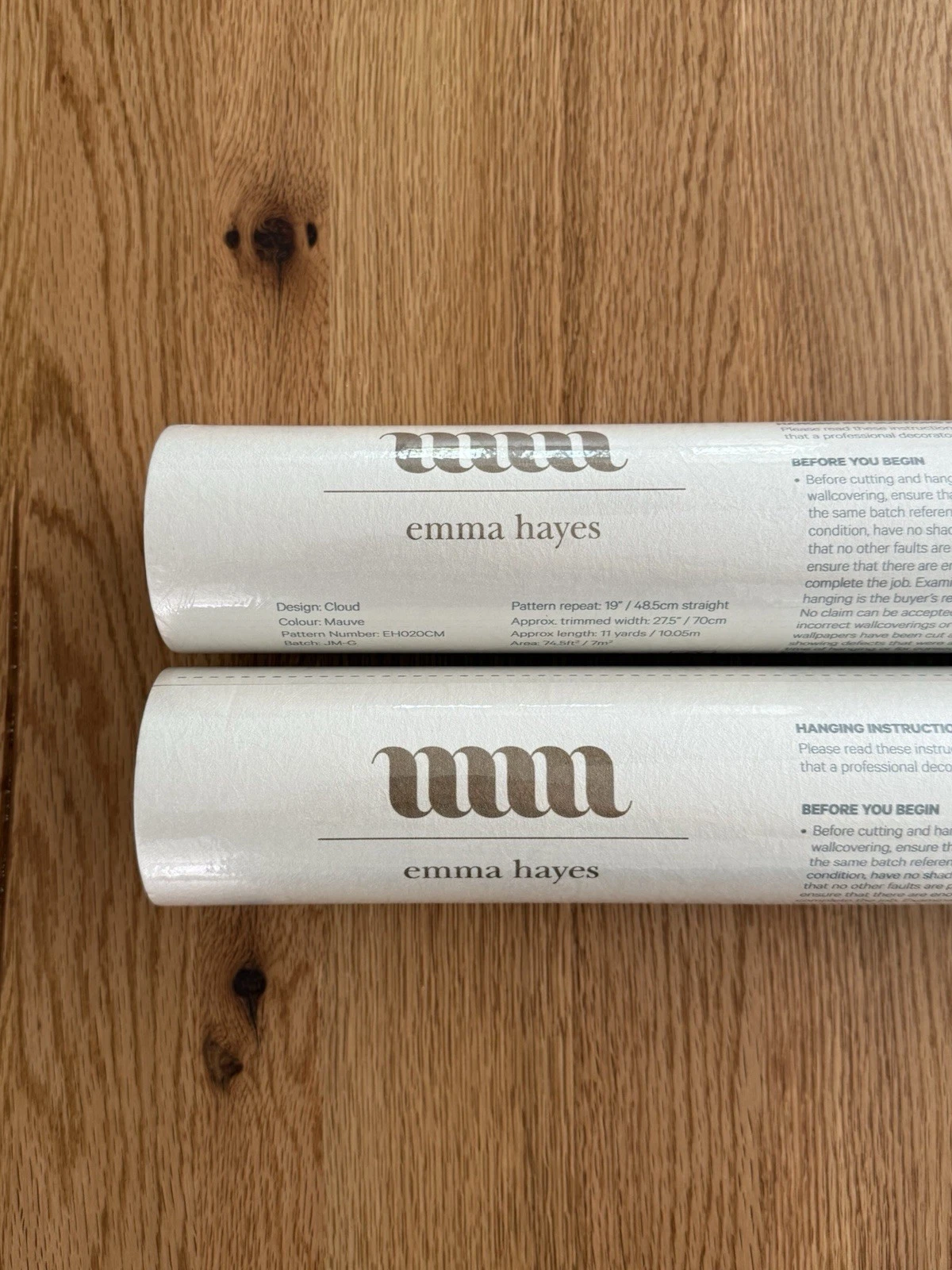 2 Rolls Emma Hayes Clouds Wallpaper Mauve EH020CM 10m x 70cm - Brand New Sealed 2
