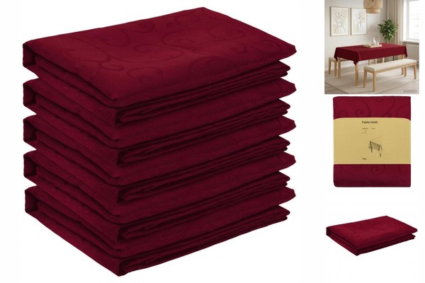 Tischdecke 5 Stk. Rechteckig Weinrot 140X200 Cm Jacquard-Optik-image