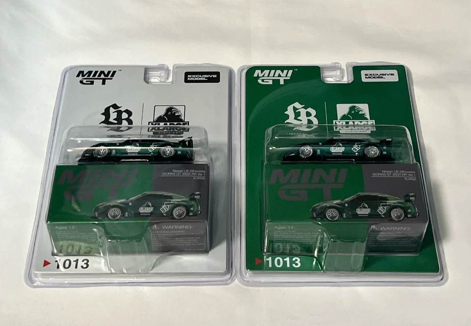 LIBERTY WALK XLARGE MINIGT 1/64 Nissan LB-Silhouette WORKS Green White Set of 2 - Image 3 of 4