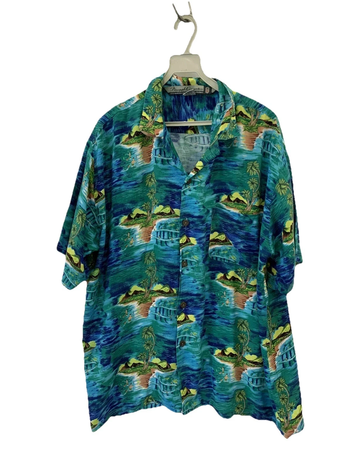 Pineapple Connection Hawaiian Shirt Creations by HeyMan Rayon Made in Korea L#C8