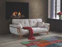 GemüTliche Sofa 3 Sitzer Luxus Couch Grau Wohnzimmer MöBel Textil Sofas