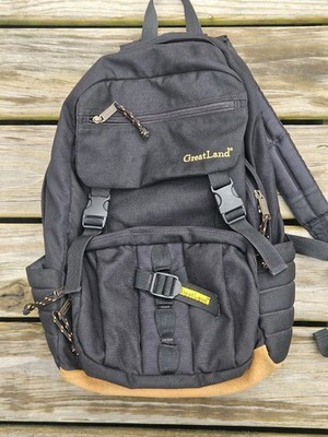 EUC—VINTAGE “UNISEX” Genuine Leather BACKPACK Italian Leather Backpack Satchel Yellow/Gold W Brown Straps  main image 3