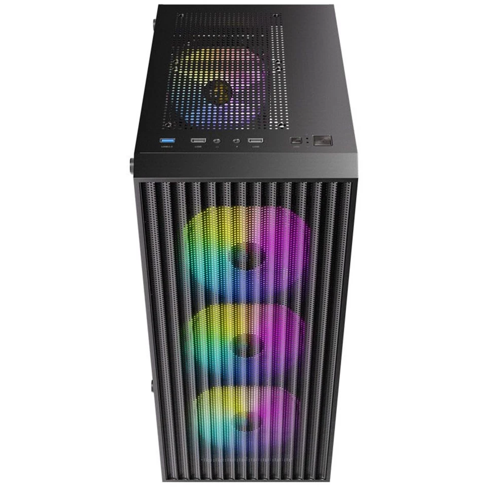 Antec AX27 RGB Mid-Tower Gaming PC Case with Tempered Glass, ATX/Micro-ATX/ITX - Image 2 of 4