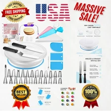 Professional 65-Piece Cake Decorating Supplies with Turntable & Accessories