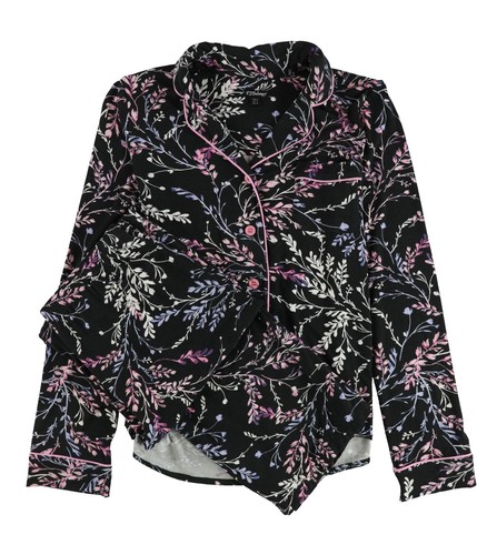 P.J. Salvage Womens 2Pc Floral Pajama Set, Black, Small