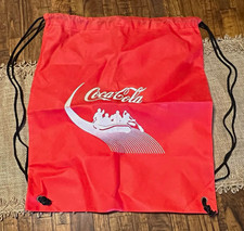 Coca-Cola Red Drawstring Backpack Bag w/ Black Strings, Soda Theme