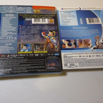 Pinocchio (Blu-ray/DVD, 70th Edition) w/slipcover + LADY