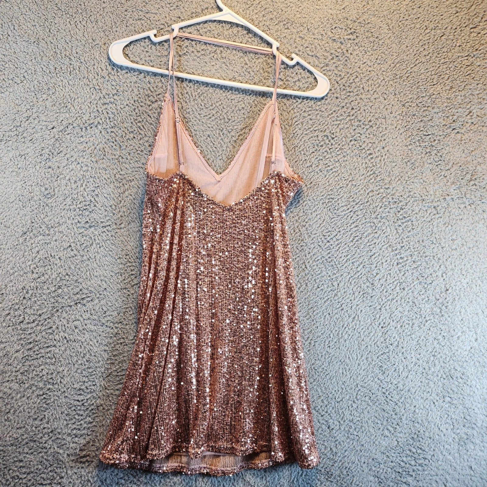 UNDERCOVER Victoria's Secret Mini Abito Slip Donna Piccolo Rosa Paillettes Tuffo Scollo V Pullover