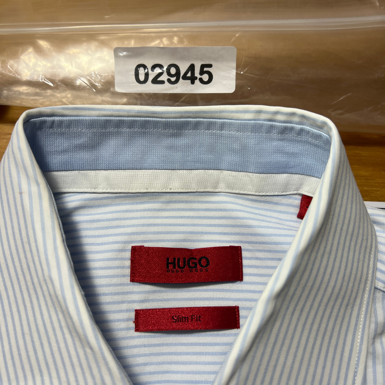 Hugo Boss Slim Fit Men's 16 White Stripe Long Sleeve Dress Shirt thumbnail 11